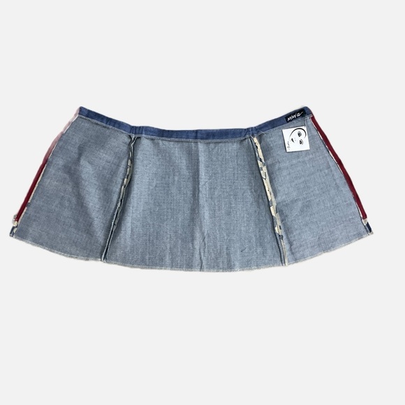 Mimi Oz Denim Mini Skirt Handmade Size Small Blue Beige One of a Kind NWT - Picture 4 of 9